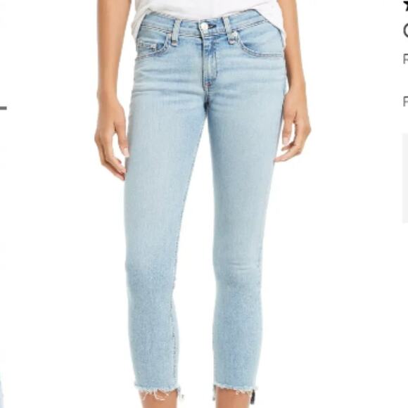 rag & bone Capri Step Frayed Hem Light Wash Skinny Jeans Wiley Size: 27 - Picture 2 of 16